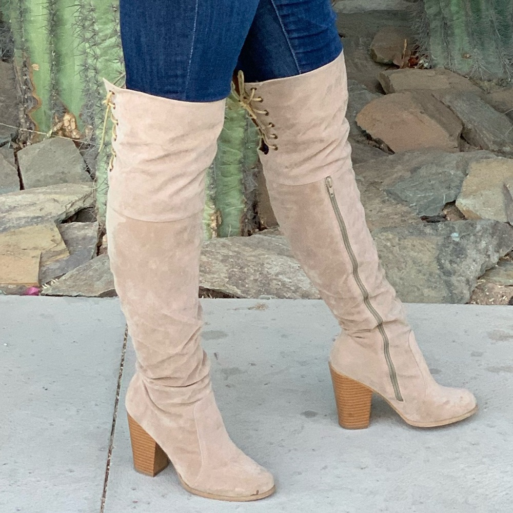 Chase & Chloe Tan Over the Knee Boots